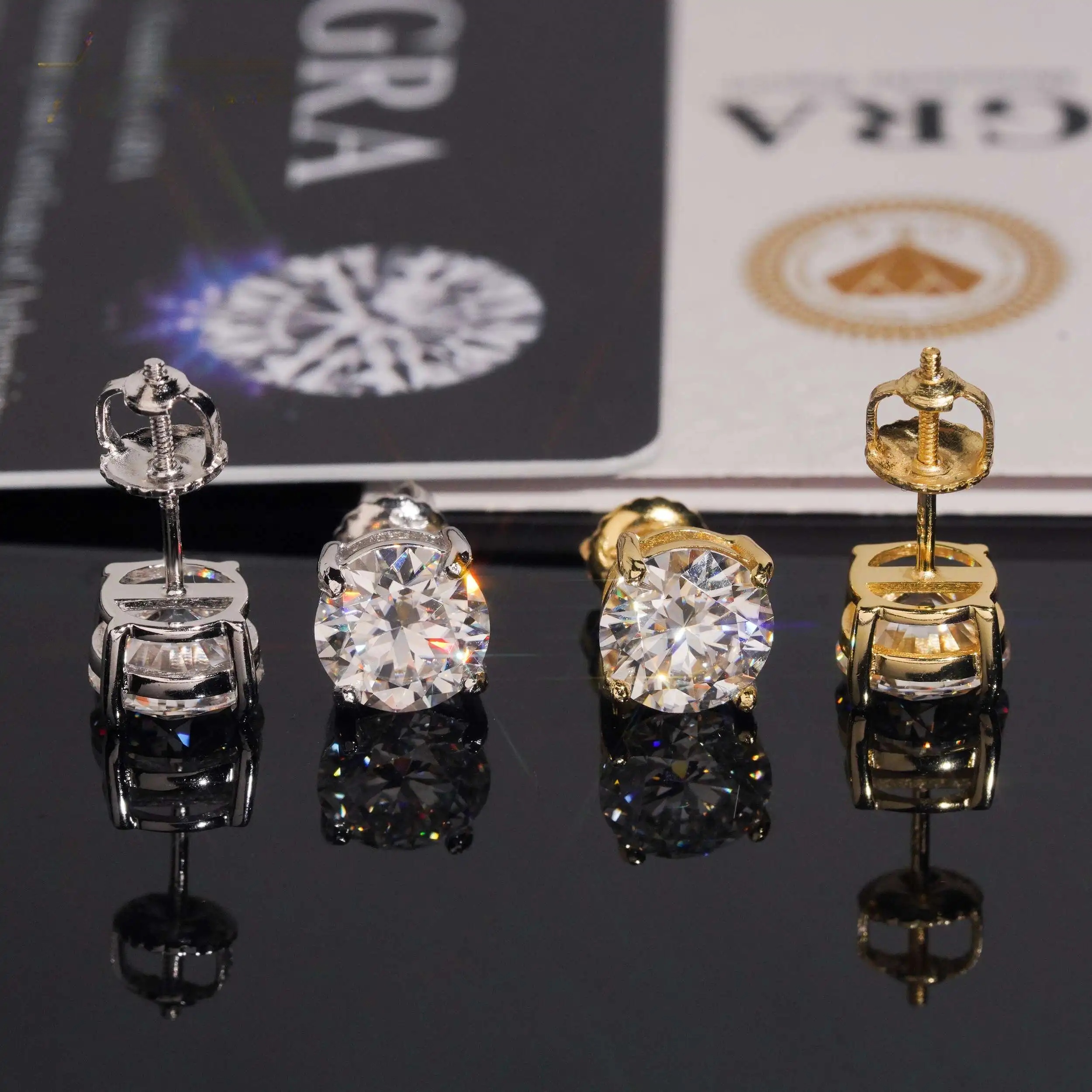 7.5mm moissanite stud earrings in 925 sterling silver