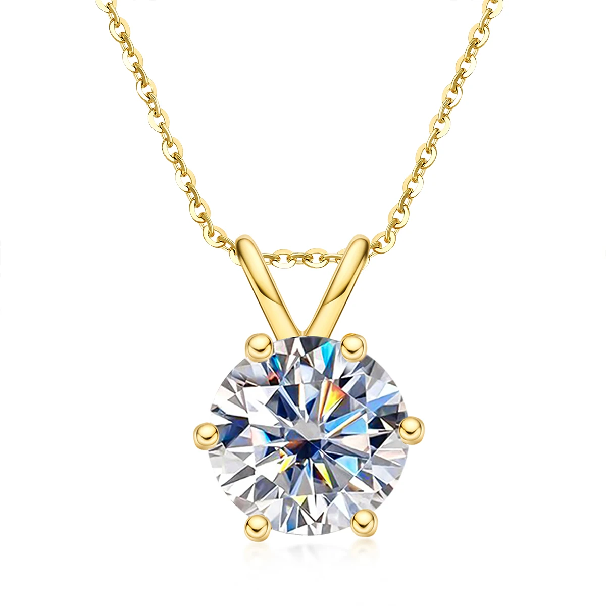 moissanite pendant necklace in 18k gold plated silver