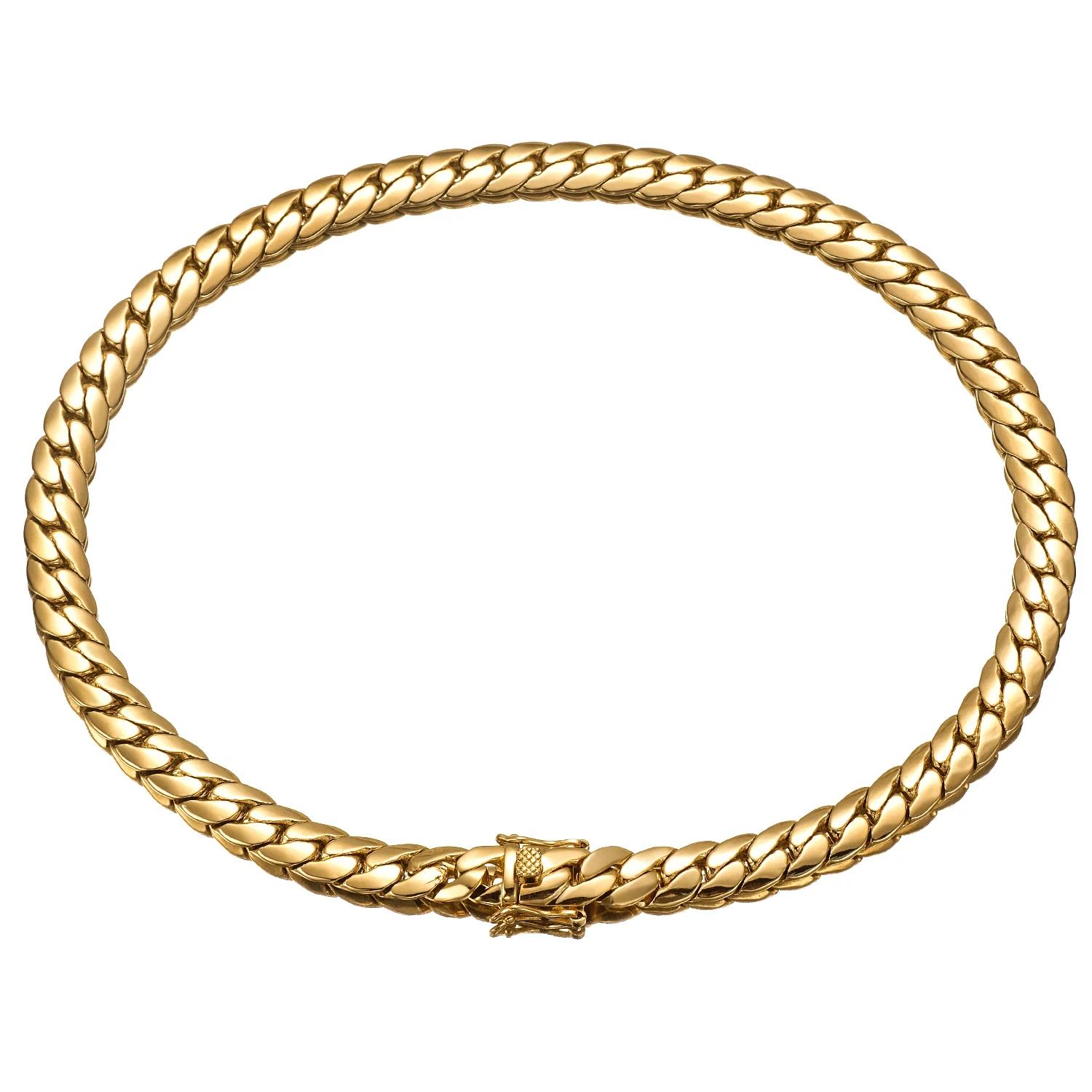 gold cuban link chain necklace & bracelet, stainless steel