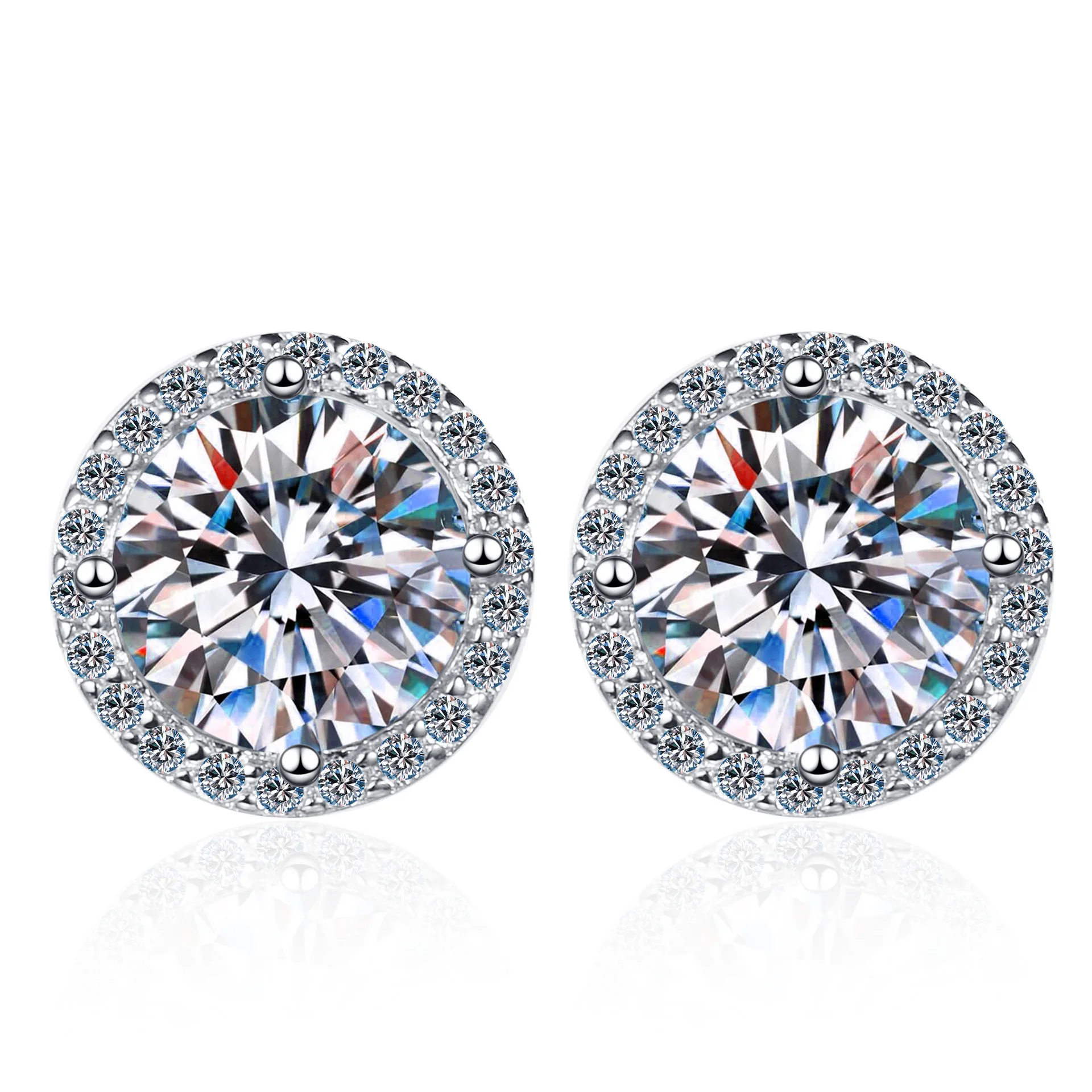 moissanite stud earrings in 925 sterling silver, 1ct each