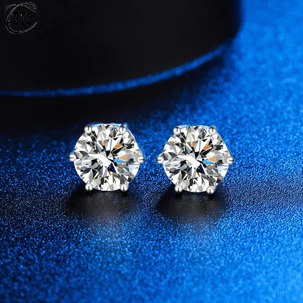 moissanite stud earrings, 925 sterling silver & certified